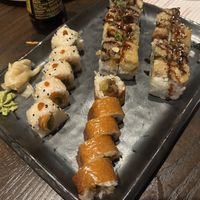 Flight of vegan sushi the shitake was the bestt  at Blue Sushi Sake Grill in Omaha