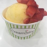 Nitrodole with fresh strawberries at Creamistry in Bakersfield