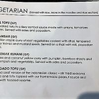 Banana Leaf veg menu at Banana Leaf Malaysian Restaurant in Paraparaumu