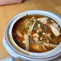 Veg tofu and mock meat dish   at Achi Vegan House in Hanoi