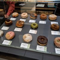 five of them are vegan at Crosstown Doughnuts - Victoria in London