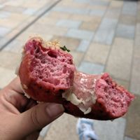 Thyme and beetroot doughnut at Crosstown Doughnuts - Victoria in London