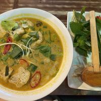 Tofu and button mushroom curry soup  at Pho - Wimbledon in South West London