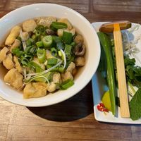 Tofu and button mushroom pho with additional tofu  at Pho - Wimbledon in South West London