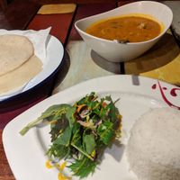Dal with rice, side salad and Appam at Ela Cuisine in Auckland