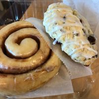 Cinnamon spiral and a scone  at Kind Bean in Chandler