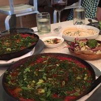 Shakshouka, hummus, and fallafel  at Shaya Restaurant in New Orleans
