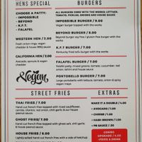 Menu at The Hens Roost in Bakersfield