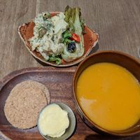 Soup and salad at The Salad Table at Henderson's Shop and Salad Table in Edinburgh