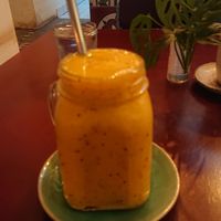 Mango Passion fruit smoothie at Footprint Cafes in Siem Reap