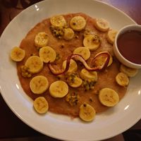 Banana passion fruit pancakes at Footprint Cafes in Siem Reap