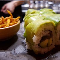 vegan sweet potato roll at Minna Tomei in Haifa