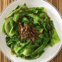 Boiled veggies, choice of romaine or sweet potato leaves today: NT$30 at Fengjia Vegetarian Braised Noodles in Taichung