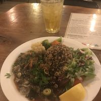 Magical Mushrooms with Iced Jasmine Green Tea  at Vantra Vegan in London