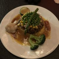 Lentils and mash (rice comes separately)  at Vantra Vegan in London