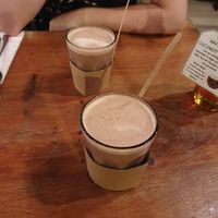 Hot chocolate served with coconut sirup at Vantra Vegan in London
