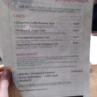 Dessert menu at Vantra Vegan in London