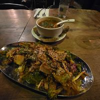 Kimchee salad. Tom Yum soup. at Vantra Vegan in London