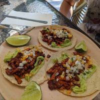 Vegan tacos al pastor at Cafe Jade in Palenque