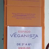 Tabela de preços [foto tirada em junho/2025] at Espaço Veganista in Porto Alegre