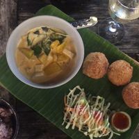 pumpkin tofu curry with potato balls at V Secret Street Food - Food Stall in Chiang Mai