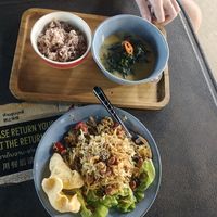 Above is the tempeh-spinach curry at V Secret Street Food - Food Stall in Chiang Mai