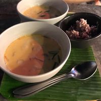 Tom Yum soup with rice at V Secret Street Food - Food Stall in Chiang Mai