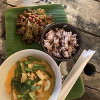 Vegan Sausage, Red Curry and Purple Rice at V Secret Street Food - Food Stall in Chiang Mai