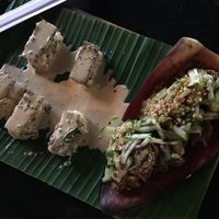 Yummy Tofu Sushi and Banana Blossom Fritters at V Secret Street Food - Food Stall in Chiang Mai