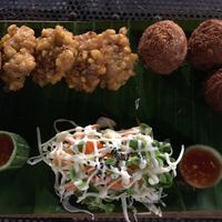Corn fritters and potato croquettes - both just okay at V Secret Street Food - Food Stall in Chiang Mai