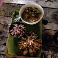 Pumpkin curry! And vegan Chiang Mai sausages  at V Secret Street Food - Food Stall in Chiang Mai