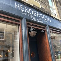 Outside the restaurant. at Henderson's Restaurant in Edinburgh