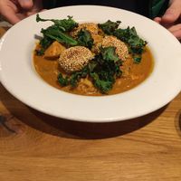 Jackfruit, tomato and coconut stew. Lovely flavors at Henderson's Restaurant in Edinburgh