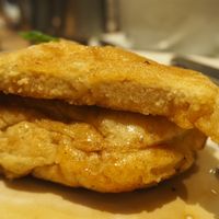 Vegan Pancakes [£6.95] with blueberries, bananas & maple syrup at Henderson's Restaurant in Edinburgh