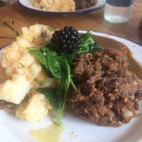 Vegan haggis and mashed turnip & potatoes at Henderson's Restaurant in Edinburgh