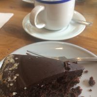 Vegan chocolate cake (no ice cream available) at Henderson's Restaurant in Edinburgh