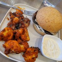 Chicken friend tofu with buffalo cauliflower and garlic dip at Parka Food Co. in Toronto