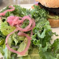 Portobello Burger with side salad 10/10 flavour 3/10 for filling me up  at Parka Food Co. in Toronto
