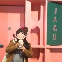 The cutest pink stall in ADL Central Markets - give them a visit! Here I am trying their Salty Caramel smoothie.  at Jamu in Adelaide