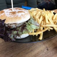 Vegan Burger with french Fries at Blauer Engel in Ludwigsburg