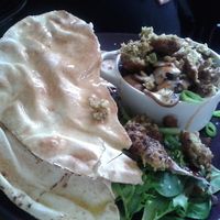 Baked hummus and falafels at The Wild Trapeze in Newcastle Upon Tyne