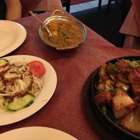 Mattar tofu, salad (free) and tikka tofu. at India Express in Berlin