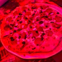 Vegan pepperoni, black olives, green peppers, onions   at Nice Guys Pizza and Beer in Cape Coral