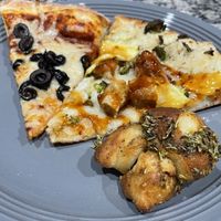Cheese with olives, General Tso, garlic knot  at Nice Guys Pizza and Beer in Cape Coral