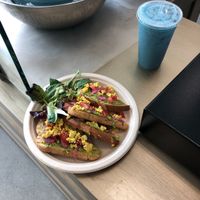 Avocado Toast and Butterfly Horchata!! at Organic Junkie in Corona