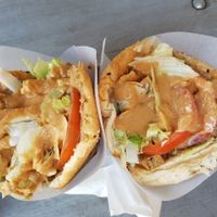 pita with aubergine and smoked tofu  at Nil - Grünbergerstr. in Berlin