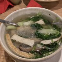Sứp Miến Tofu: Glas noodles served with vegetable broth, tofu, mushrooms, pak choi, spring onions, herbs. 9,50 €  at Co Chu in Berlin
