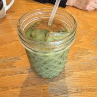 Iced Oat Milk Matcha Latte  at Iron Roost in Ballston Spa