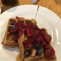 Very Berry waffles(vegan) at Iron Roost in Ballston Spa