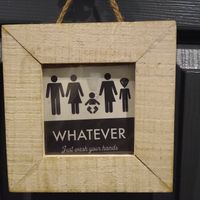 Bathroom sign (Martians welcome) at Iron Roost in Ballston Spa